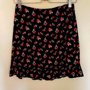 ABERCROMBIE Black Cherry Print Mini Skirt - Size S